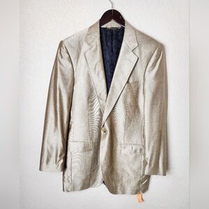Dolce & Gabbana Wool Silk Blend Metallic Gold Mens Blazer Size 48